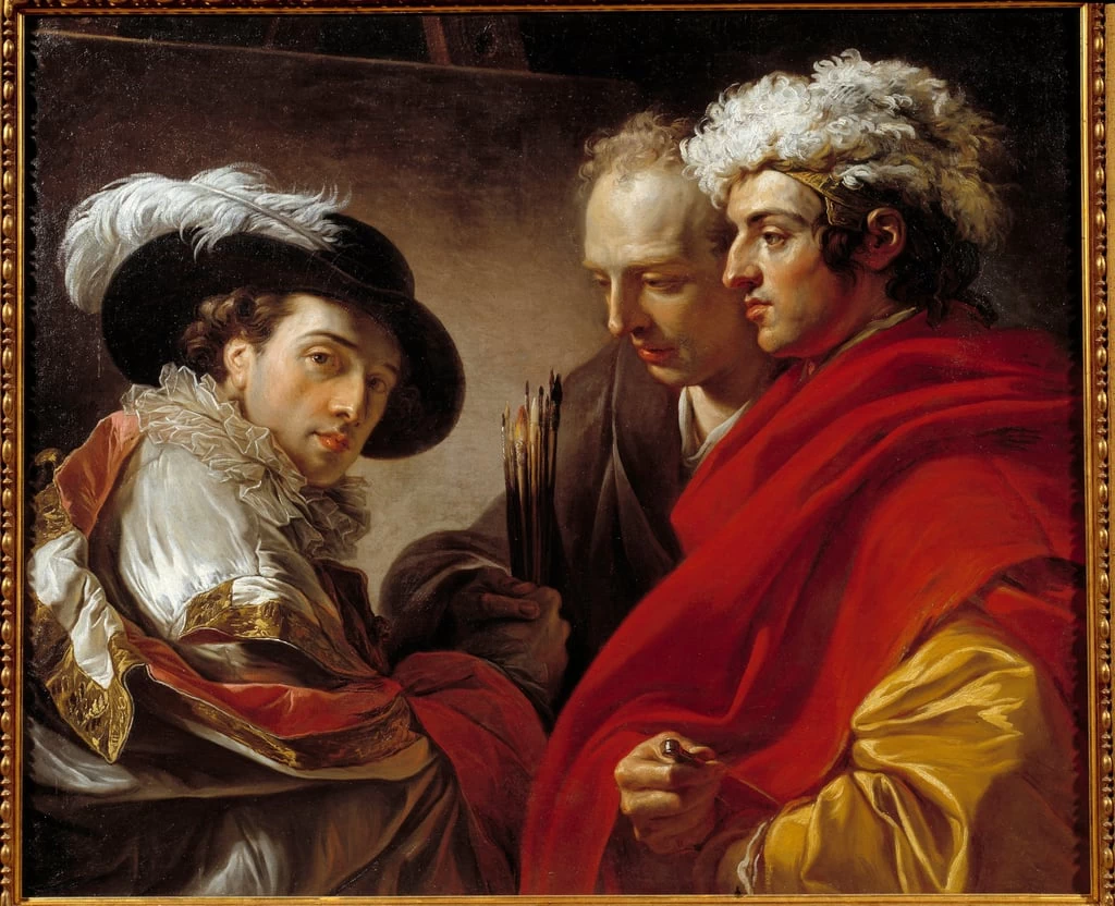 Triplo ritratto dell'artista, dell'architetto Pierre Rousseau e del pittore Coclers Van Wyck - Louvre, Parigi